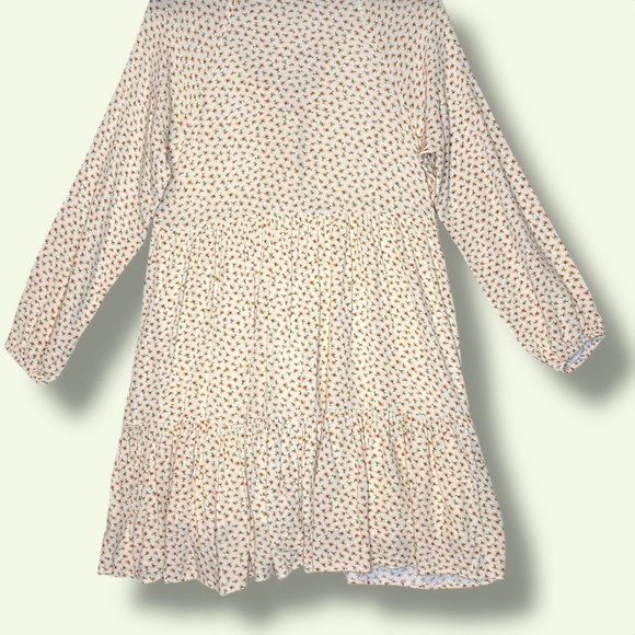 American Eagle Floral Babydoll Mini Dress Size M Butter Yellow Tiered Boho - Picture 4 of 10